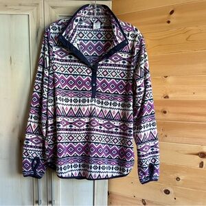 Cozy Fleece Half Button Up Pullover with Thumb Holes, Active Sweatshirt Fits M/L